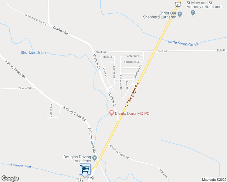 map of restaurants, bars, coffee shops, grocery stores, and more near 7573 Grant Drive in Monroe County