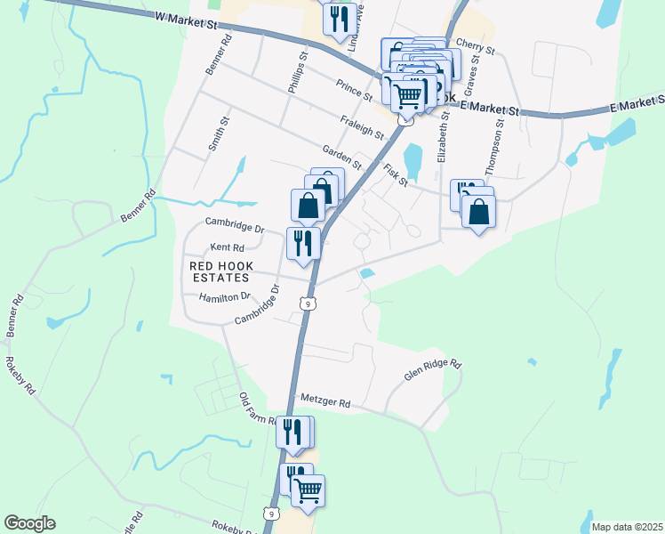 map of restaurants, bars, coffee shops, grocery stores, and more near 7374 South Broadway in Red Hook