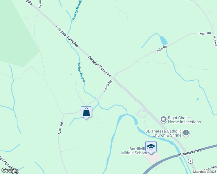 map of restaurants, bars, coffee shops, grocery stores, and more near 735 Joslin Road in Burrillville