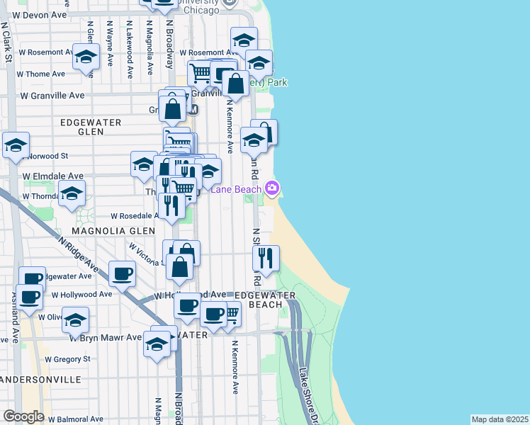 map of restaurants, bars, coffee shops, grocery stores, and more near in Chicago