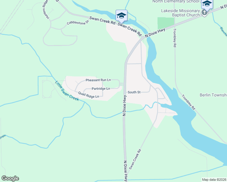 map of restaurants, bars, coffee shops, grocery stores, and more near 4340 Partridge Lane in Charter Township of Berlin