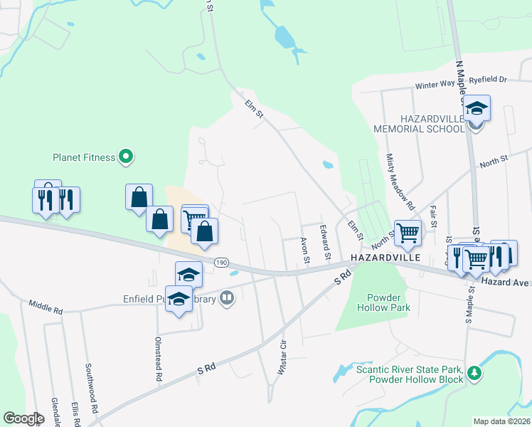 map of restaurants, bars, coffee shops, grocery stores, and more near 18 Beverly Street in Enfield