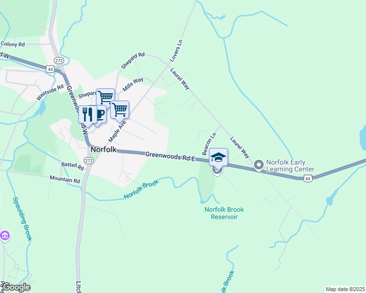 map of restaurants, bars, coffee shops, grocery stores, and more near 89 Greenwoods Road East in Litchfield County