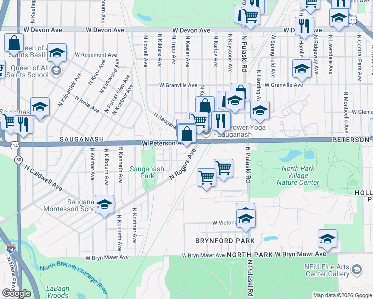 map of restaurants, bars, coffee shops, grocery stores, and more near in Chicago