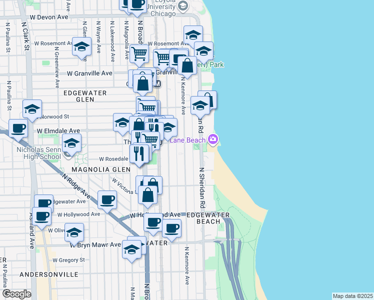 map of restaurants, bars, coffee shops, grocery stores, and more near in Chicago