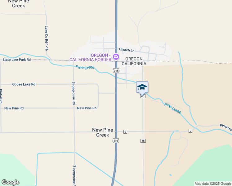 map of restaurants, bars, coffee shops, grocery stores, and more near 60955 U.S. 395 in New Pine Creek