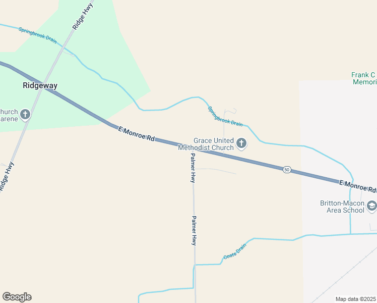 map of restaurants, bars, coffee shops, grocery stores, and more near 8951 East Monroe Road in Britton