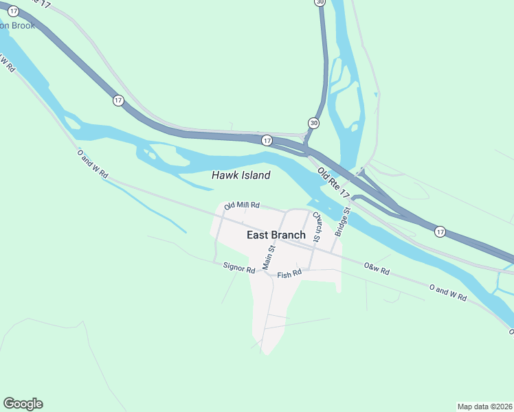 map of restaurants, bars, coffee shops, grocery stores, and more near 272 Old Mill Road in East Branch