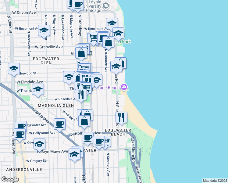 map of restaurants, bars, coffee shops, grocery stores, and more near in Chicago