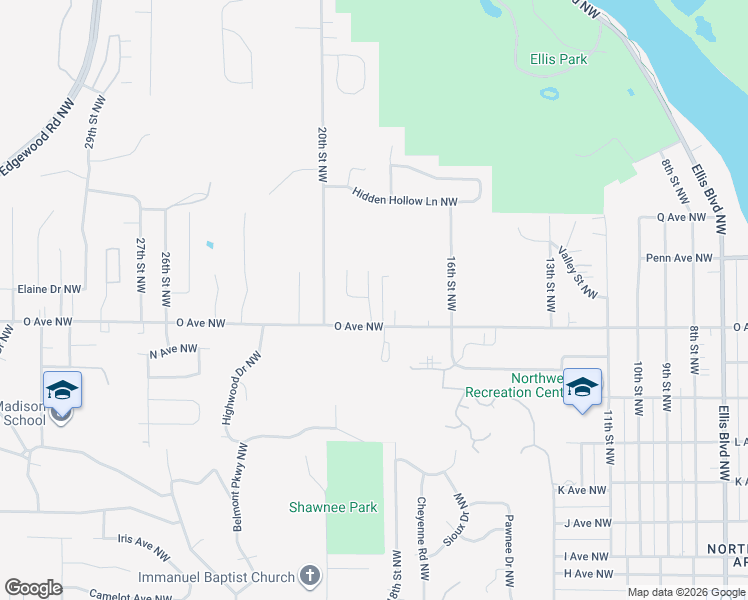 map of restaurants, bars, coffee shops, grocery stores, and more near 1720 O Avenue Northwest in Cedar Rapids