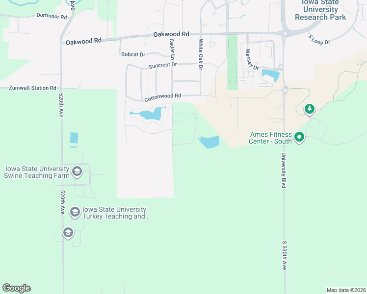 map of restaurants, bars, coffee shops, grocery stores, and more near 3314 Cedar Lane in Ames