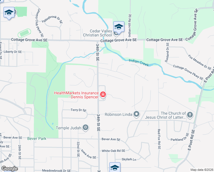 map of restaurants, bars, coffee shops, grocery stores, and more near 270 Lamplite Ln SE in Cedar Rapids