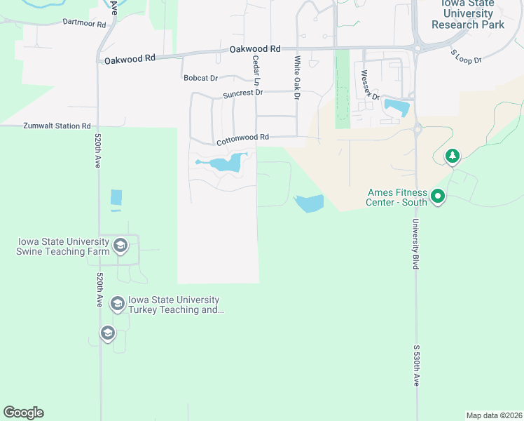 map of restaurants, bars, coffee shops, grocery stores, and more near 3314 Cedar Lane in Ames