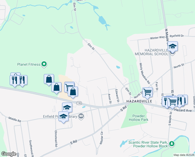 map of restaurants, bars, coffee shops, grocery stores, and more near 18 Beverly Street in Enfield