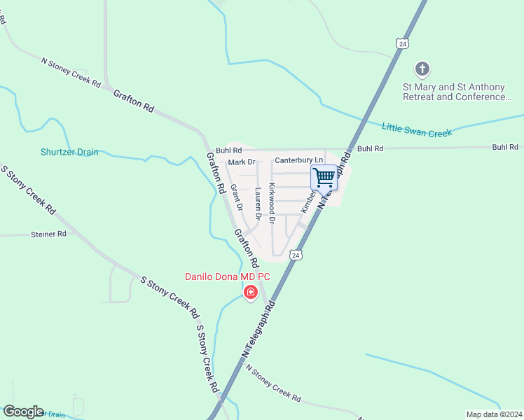 map of restaurants, bars, coffee shops, grocery stores, and more near 7633 Lauren Drive in Monroe County