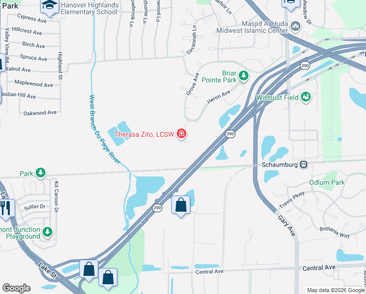 map of restaurants, bars, coffee shops, grocery stores, and more near 1981 Gary Court in Schaumburg