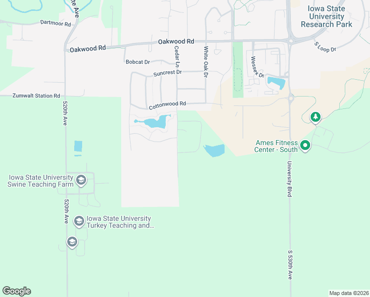 map of restaurants, bars, coffee shops, grocery stores, and more near 3310 Cedar Lane in Ames