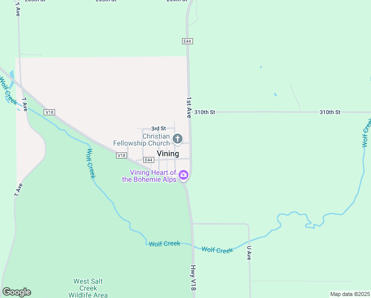 map of restaurants, bars, coffee shops, grocery stores, and more near 2nd Street in Vining