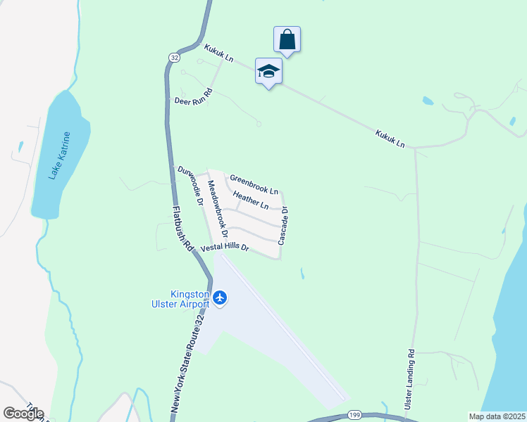 map of restaurants, bars, coffee shops, grocery stores, and more near 249 Heather Lane in Kingston