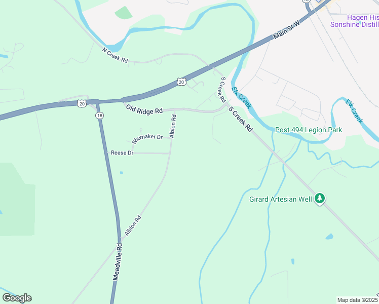 map of restaurants, bars, coffee shops, grocery stores, and more near 5209 Albion Rd in Girard