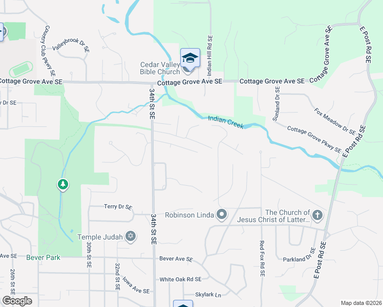 map of restaurants, bars, coffee shops, grocery stores, and more near 3626 Random Road Southeast in Cedar Rapids