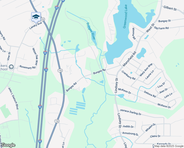map of restaurants, bars, coffee shops, grocery stores, and more near 135 Bungay Road in North Attleborough