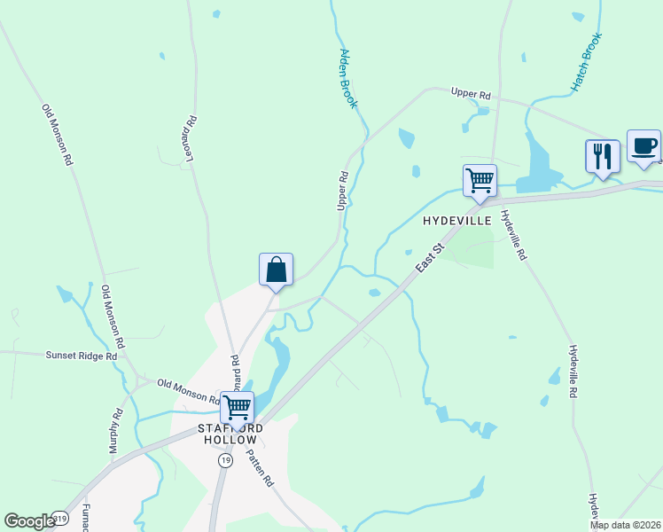 map of restaurants, bars, coffee shops, grocery stores, and more near 49 Upper Road in Stafford