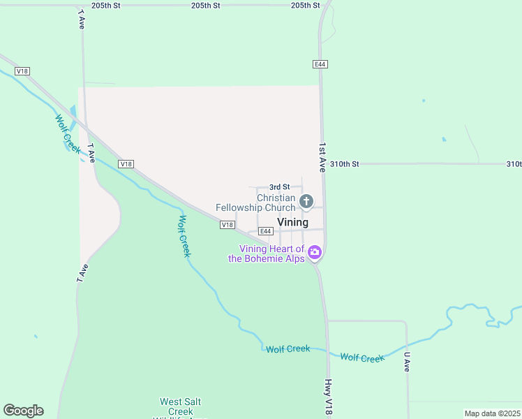 map of restaurants, bars, coffee shops, grocery stores, and more near 2nd Street in Vining