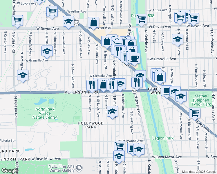 map of restaurants, bars, coffee shops, grocery stores, and more near in Chicago
