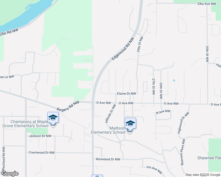 map of restaurants, bars, coffee shops, grocery stores, and more near 1630 Hillside Drive Northwest in Cedar Rapids