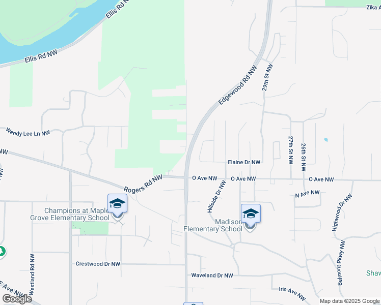 map of restaurants, bars, coffee shops, grocery stores, and more near 1715 Edgewood Road Northwest in Cedar Rapids