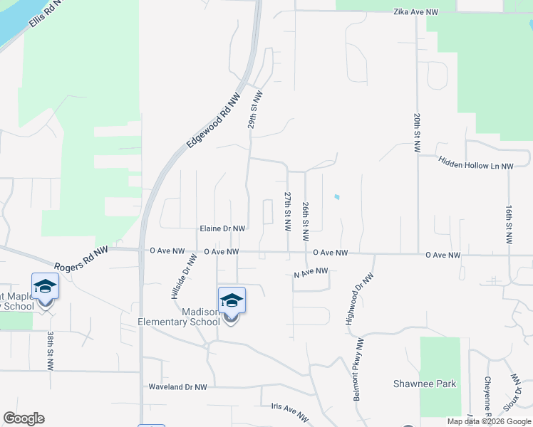 map of restaurants, bars, coffee shops, grocery stores, and more near 2758 O Avenue Northwest in Cedar Rapids
