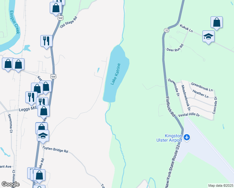 map of restaurants, bars, coffee shops, grocery stores, and more near 245 Privatewood Court in Kingston
