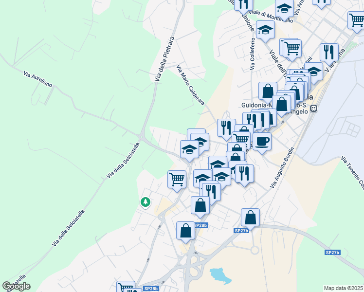 map of restaurants, bars, coffee shops, grocery stores, and more near 7 Via Muzio Scevola in Guidonia Montecelio