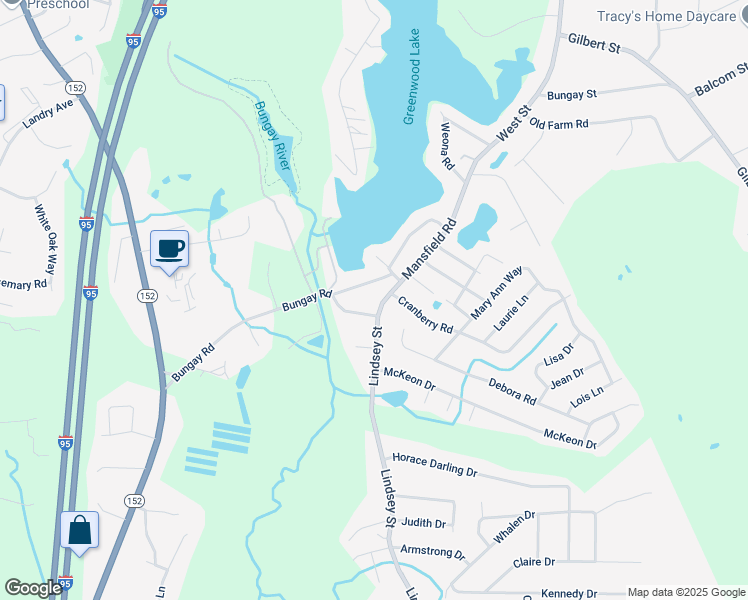 map of restaurants, bars, coffee shops, grocery stores, and more near 236 Mansfield Road in North Attleborough