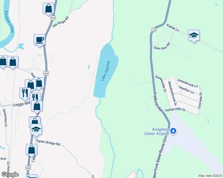 map of restaurants, bars, coffee shops, grocery stores, and more near 245 Privatewood Court in Kingston