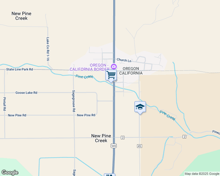 map of restaurants, bars, coffee shops, grocery stores, and more near 60955 U.S. 395 in New Pine Creek