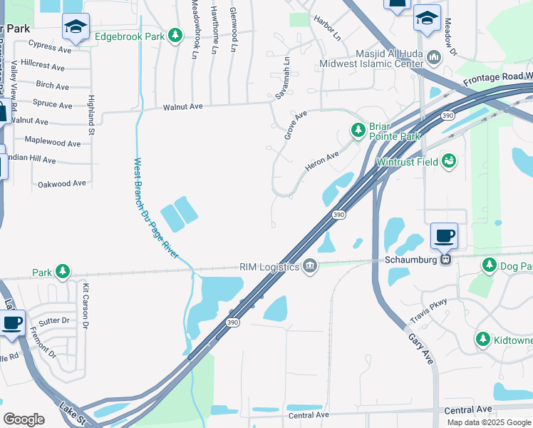 map of restaurants, bars, coffee shops, grocery stores, and more near 1978 Gary Court in Schaumburg
