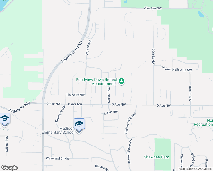 map of restaurants, bars, coffee shops, grocery stores, and more near 1605 27th Street Northwest in Cedar Rapids