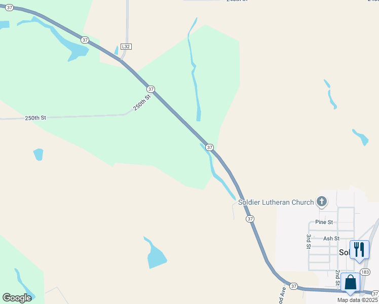 map of restaurants, bars, coffee shops, grocery stores, and more near in Soldier