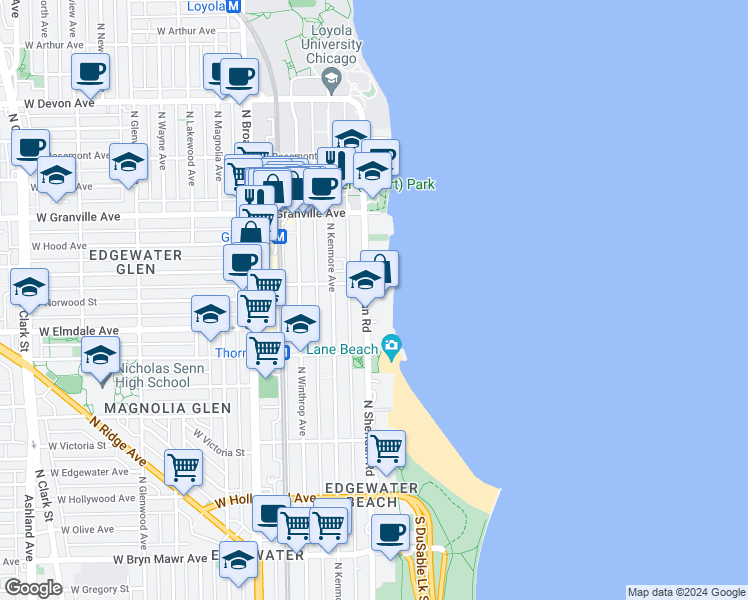 map of restaurants, bars, coffee shops, grocery stores, and more near in Chicago
