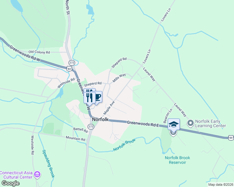 map of restaurants, bars, coffee shops, grocery stores, and more near 51 Maple Avenue in Litchfield County