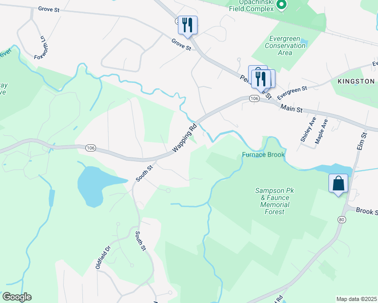 map of restaurants, bars, coffee shops, grocery stores, and more near 34 Wapping Road in Kingston