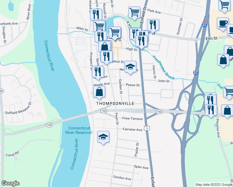map of restaurants, bars, coffee shops, grocery stores, and more near 37 Garden Street in Enfield