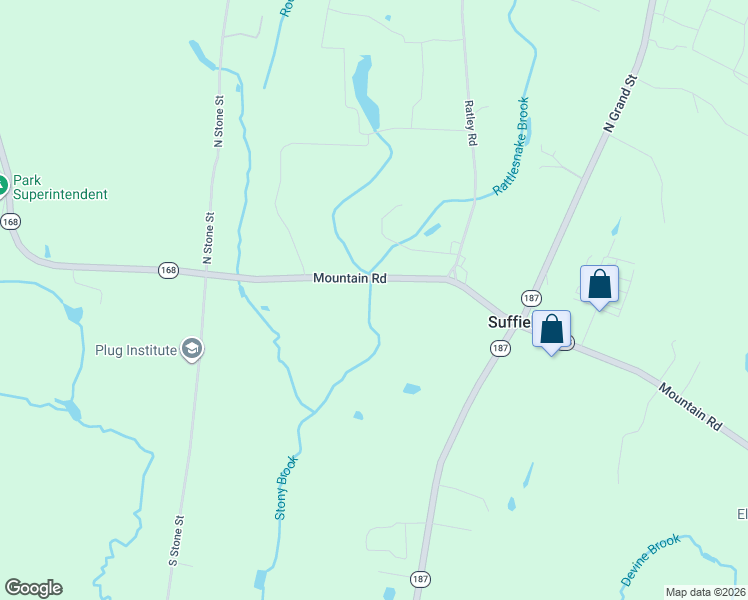 map of restaurants, bars, coffee shops, grocery stores, and more near 1599 Mountain Road in Suffield