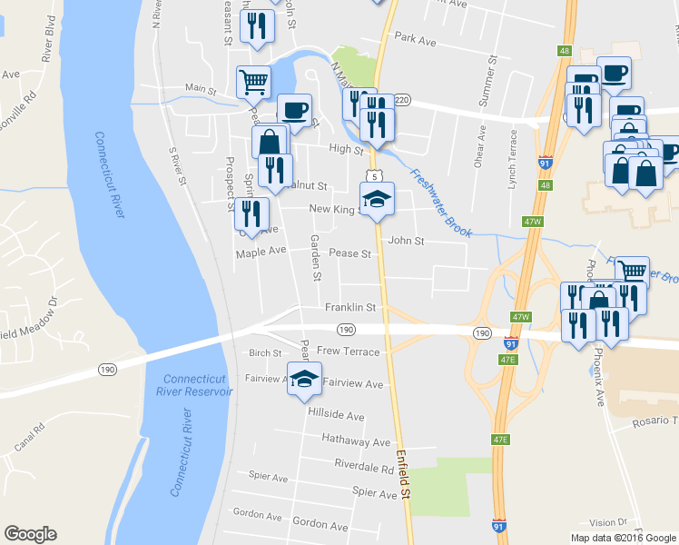 map of restaurants, bars, coffee shops, grocery stores, and more near 15 Washington Avenue in Enfield
