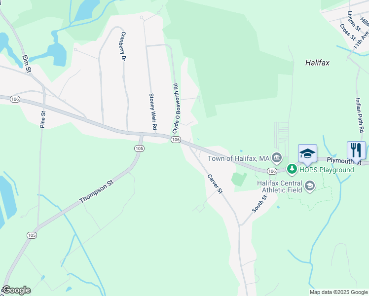 map of restaurants, bars, coffee shops, grocery stores, and more near 592 Plymouth Street in Halifax