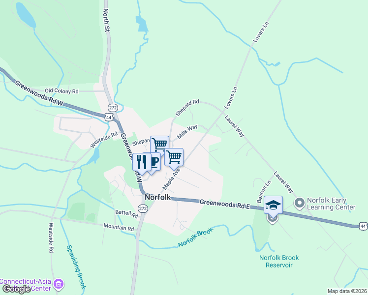 map of restaurants, bars, coffee shops, grocery stores, and more near 51 Maple Avenue in Norfolk