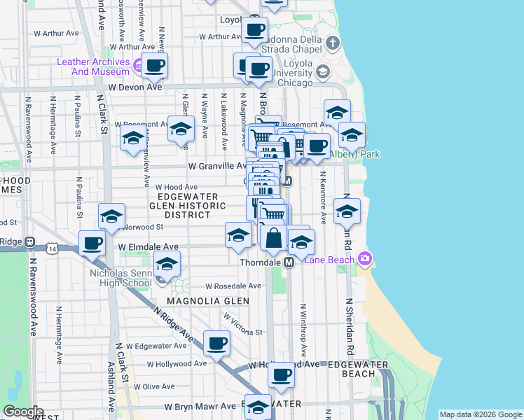 map of restaurants, bars, coffee shops, grocery stores, and more near in Chicago