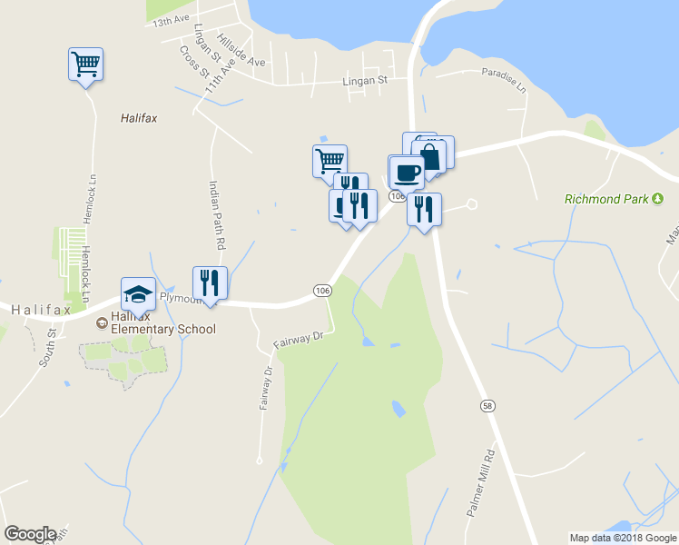 map of restaurants, bars, coffee shops, grocery stores, and more near 346 Plymouth Street in Halifax
